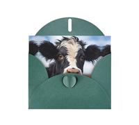 WZYCWB Cute Cow Dark Green Printed Christmas cards, wedding invitations, exquisite envelope cards