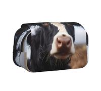 WZYCWB Cute Cow Patterned Portable Pencil Case ideal for organizing pens in the office or storing makeup brushes