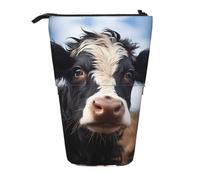 WZYCWB Cute Cow Printed Retractable Pen Holder for Dorm or Office use.