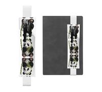 WZYCWB Cute giant panda Leather Pen Holder Bookmark, Adjustable Leather Pen Holder, Perfect for Back to School Christmas Gifts