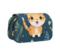 WZYCWB Cute kitty Patterned Portable Pencil Case ideal for organizing pens in the office or storing makeup brushes