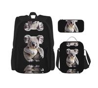 WZYCWB Cute Koala Campus life backpack set (3 pieces) - school bag + pencil case + lunch bag, meet all the daily needs of students!
