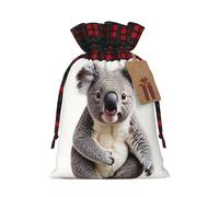 WZYCWB Cute Koala Christmas Gift Bags for Christmas Party Supplies Decorations, 8.3 * 11.8 Inch Colorblock Burlap Drawstring Gift Bags,