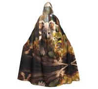 WZYCWB Cute Koala Plant Halloween hooded cape, a stylish adult cape perfect for carnivals, themed parties, and masquerades.