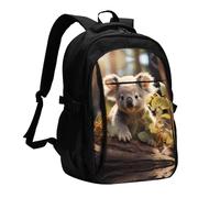 WZYCWB Cute Koala Plant Printed laptop backpack, business men's commuter backpack, computer bag with USB port charging