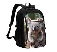 WZYCWB Cute Koala Printed laptop backpack, business men's commuter backpack, computer bag with USB port charging