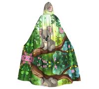 WZYCWB Cute Koala Treetop Halloween hooded cloak, unisex fashion cloak suitable for Halloween cosplay party