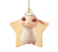 WZYCWB Cute lamb patterned Star Shape ceramic pendant, perfect for decorating your home Christmas tree for winter parties