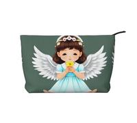 WZYCWB Cute little angel Corduroy cosmetic bag, women's portable zipper handbag purse, suitable for travel and daily storage, cosmetics