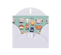 WZYCWB Cute little animals Patterned White Holiday Card (6x4) with Envelope. Suitable for birthdays, weddings, and condolences.
