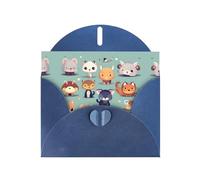 WZYCWB Cute little animals Printed Blue Pearlescent Paper Holiday Cards 6x4 Inches - With Envelopes for Birthdays, Weddings, and Condolences