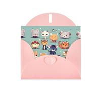 WZYCWB Cute little animals Printed Pink Pearlescent Paper Holiday Card with Envelope. Suitable for birthday wishes wedding congratulations and condolences.