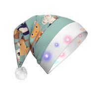 WZYCWB Cute little animals Printed Santa hat with LED lights, perfect for Christmas parties, stage performances, and holiday parties.
