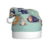 WZYCWB Cute little animals Printed Santa Hats - Perfect for Christmas Eve, New Year's Eve, and Holiday Parties