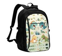 WZYCWB Cute little baby dinosaur Printed laptop backpack, business men's commuter backpack, computer bag with USB port charging