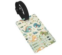 WZYCWB Cute Little Baby Dinosaur Printed Luggage Tags - Waterproof and Durable Travel Tags