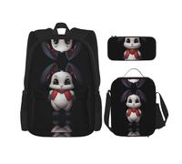 WZYCWB Cute little bunny Backpack set (3-piece set) - student school bag + pencil case + lunch bag, large capacity backpack