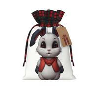 WZYCWB Cute little bunny Christmas Gift Bags for Christmas Party Supplies Decorations, 8.3 * 11.8 Inch Colorblock Burlap Drawstring Gift Bags,