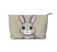 WZYCWB Cute little bunny Corduroy cosmetic bag, women's portable zipper handbag purse, suitable for travel and daily storage, cosmetics