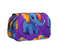 WZYCWB Cute Little Elephant Patterned Portable Pencil Case ideal for organizing pens in the office or storing makeup brushes