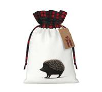 WZYCWB Cute little hedgehog Christmas Gift Bags for Christmas Party Supplies Decorations, 8.3 * 11.8 Inch Colorblock Burlap Drawstring Gift Bags,