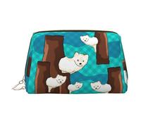 WZYCWB Cute Little Raccoon Patterned Leather Cosmetic Bag - Perfect for Carry-On or Home Organization