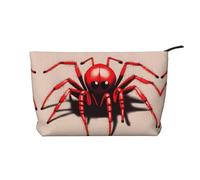 WZYCWB Cute little red spider Corduroy cosmetic bag, women's portable zipper handbag purse, suitable for travel and daily storage, cosmetics