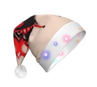 WZYCWB Cute little red spider Patterned Santa Hat | Plush Glowing Holiday Hat for Christmas, New Year's, and Party Events