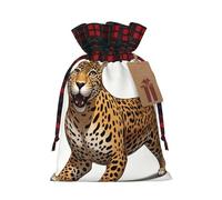 WZYCWB Cute little tiger Christmas Gift Bags for Christmas Party Supplies Decorations, 8.3 * 11.8 Inch Colorblock Burlap Drawstring Gift Bags,