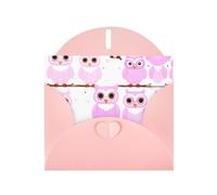 WZYCWB Cute owl Patterned Pink Holiday Card (6x4) with Envelope. Suitable for birthdays, weddings, and condolences.