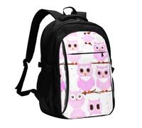 WZYCWB Cute owl Printed laptop backpack, business men's commuter backpack, computer bag with USB port charging