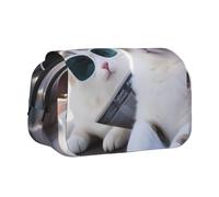 WZYCWB Cute pair of cats Patterned Portable Pencil Case ideal for organizing pens in the office or storing makeup brushes