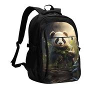 WZYCWB Cute Panda Plant Printed laptop backpack, business men's commuter backpack, computer bag with USB port charging