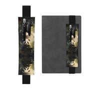 WZYCWB Cute Panda Plant Printed Large-Capacity PVC Pen Holder + Creative Diary Pen Bag Set with Elastic Band Anti-Slip Design