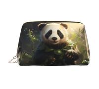WZYCWB Cute Panda Plant Printed Leather Cosmetic Bag for Women - Stylish and Soft, Durable
