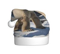 WZYCWB Cute polar bear Patterned Santa hat, suitable for Christmas parties, New Year's Eve parties, and stage performances.