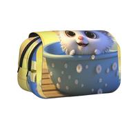 WZYCWB Cute puffer fish Patterned Portable Pencil Case ideal for organizing pens in the office or storing makeup brushes