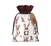 WZYCWB Cute rabbit Christmas Gift Bags for Christmas Party Supplies Decorations, 8.3 * 11.8 Inch Colorblock Burlap Drawstring Gift Bags,