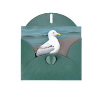WZYCWB Cute seagull Dark Green Pattern cards, holiday greeting cards, suitable for family, friends and couples