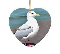 WZYCWB Cute seagull patterned Heart Shape ceramic pendant, perfect for decorating your home Christmas tree for winter parties