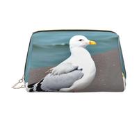 WZYCWB Cute Seagull Patterned Leather Cosmetic Bag - Perfect for Carry-On or Home Organization