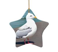 WZYCWB Cute seagull patterned Star Shape ceramic pendant, perfect for decorating your home Christmas tree for winter parties