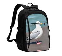 WZYCWB Cute seagull Printed laptop backpack, business men's commuter backpack, computer bag with USB port charging