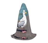 WZYCWB Cute seagull Printed Large Hooded Cape, Holiday Party Costume, Carnival Party Prop, Sizes S/M/L