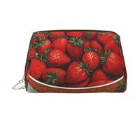 WZYCWB Cute Strawberries Printed Leather Cosmetic Bag - Stylish and Portable Cosmetic Storage Bag