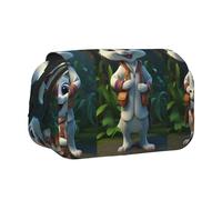 WZYCWB Cute white rabbit Patterned Portable Pencil Case ideal for organizing pens in the office or storing makeup brushes