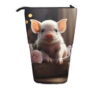WZYCWB Cute Young Pig Printed Retractable Pen Holder for Dorm or Office use.