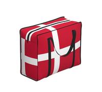 WZYCWB Danish Flag Portable Shopping Storage Tote Bag for Adults, 48.7L, Polyester, Zippered, 53x23x40 cm