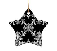WZYCWB Dark Pattern patterned Star Shape ceramic pendant, perfect for decorating your home Christmas tree for winter parties