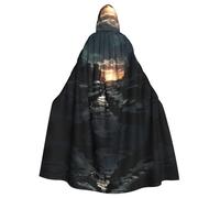 WZYCWB Dark skies Patterned hooded cape, robe Cosplay costume for men and women, Halloween adult role play costume
